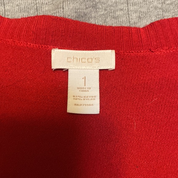 Chicos long swing cardigan sweater, super cute! Red size 1 - Picture 2 of 3